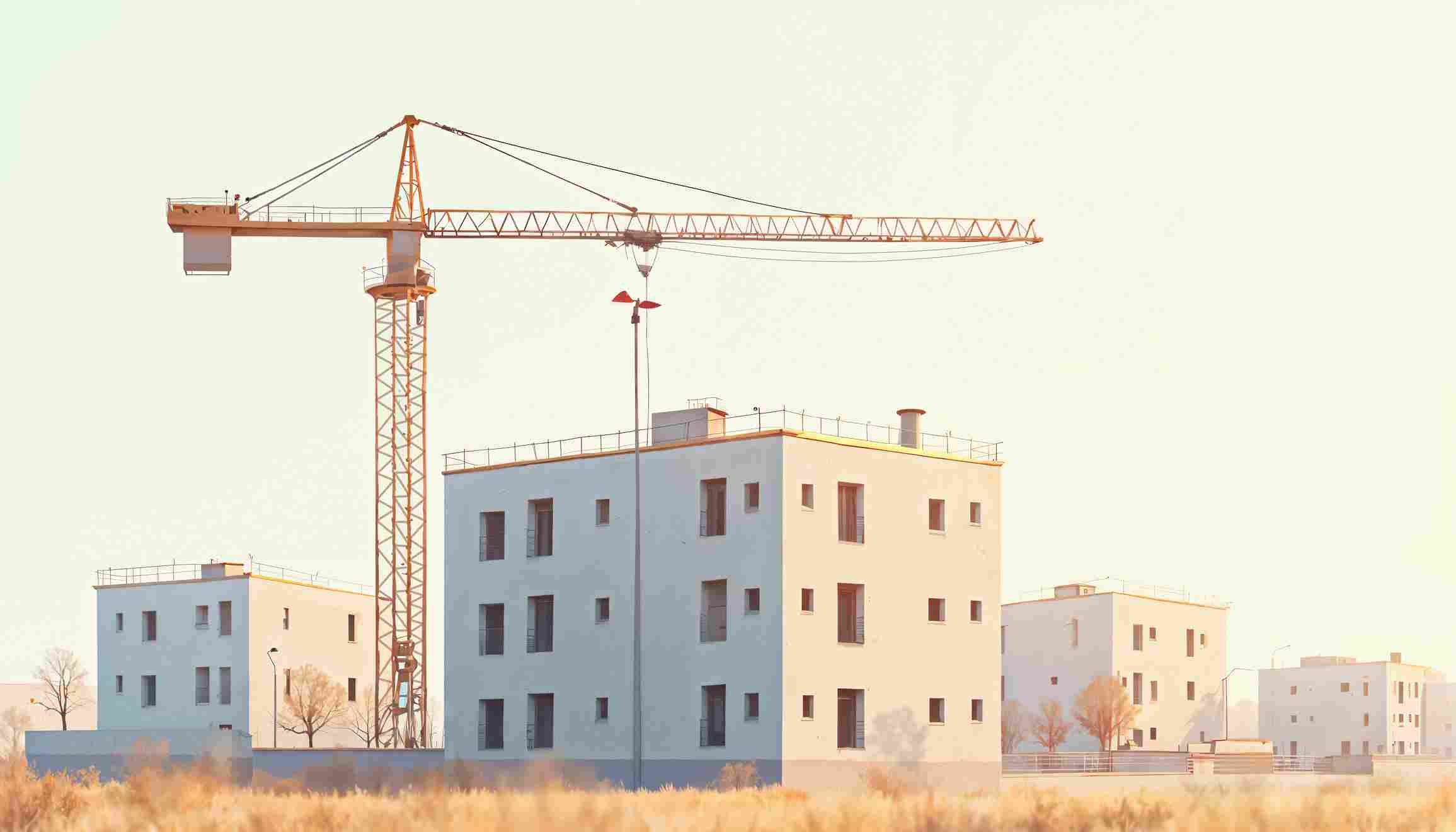 Modern commercial building construction project